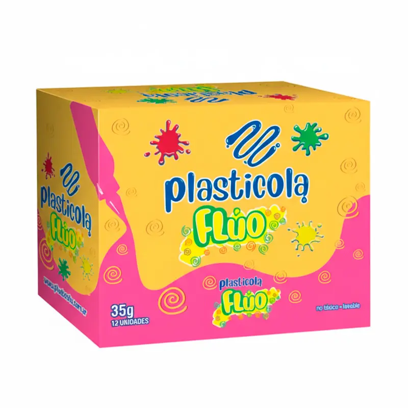 Adhesivo Brillo Plasticola colores flúo, 40g. pack de 12 unidades