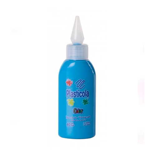 Adhesivo color Plasticola celeste, 40g. pack de 12 unidades