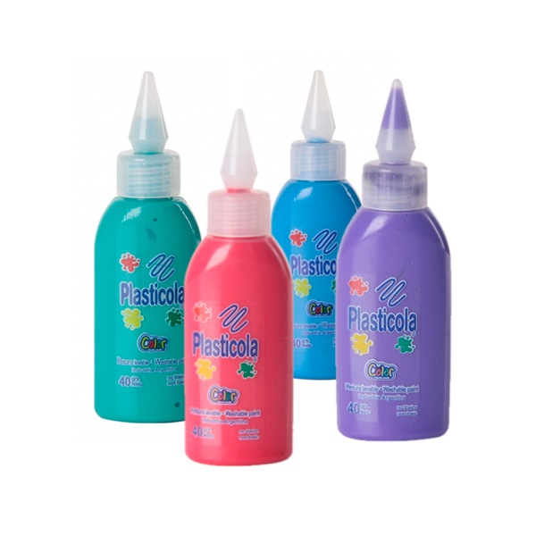Adhesivo color Plasticola, 40g. pack de 6 unidades