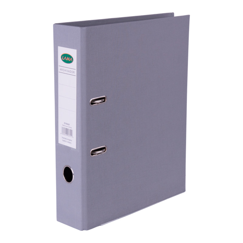 Bibliorato forrado Lama A4, gris, lomo de 70mm.(D)