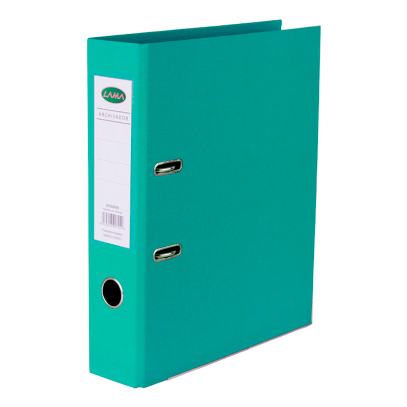 Bibliorato forrado Lama Oficio, verde marino, lomo de 70mm.