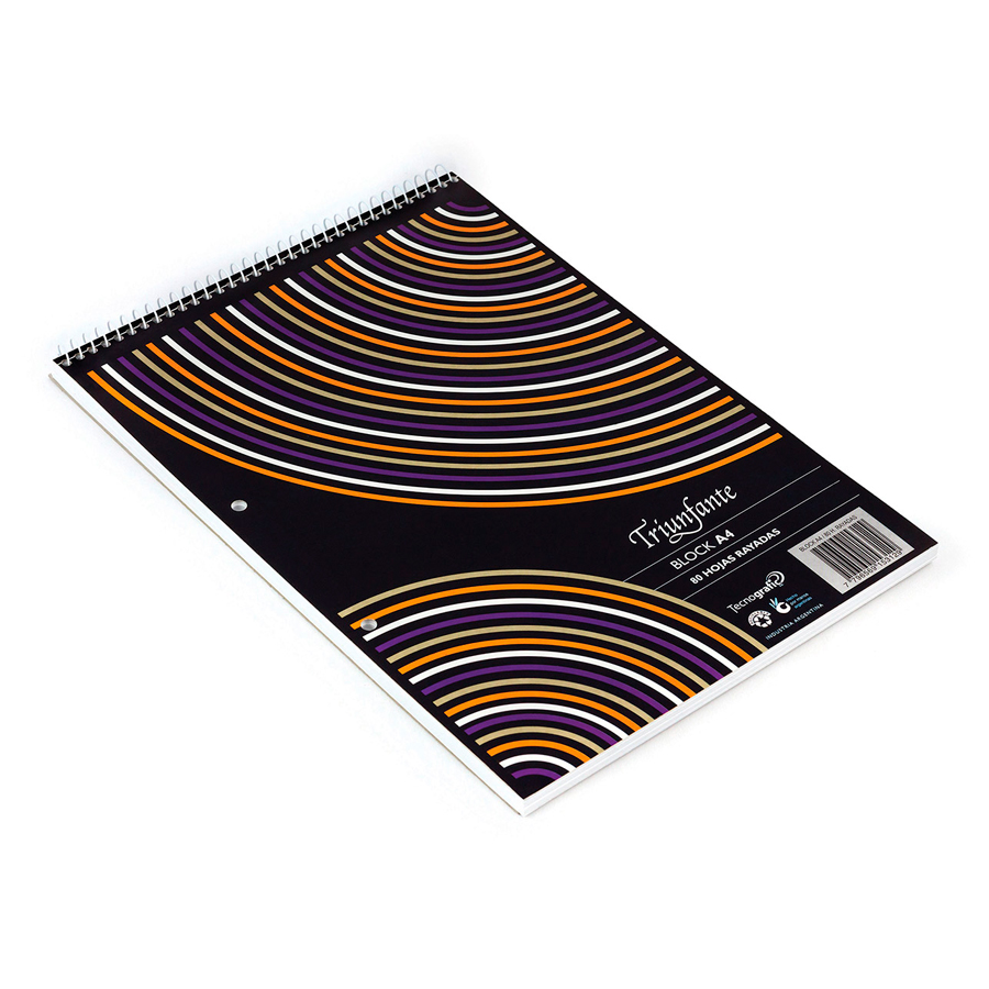 Block A4 espiralado Triunfante, 80 hojas rayadas