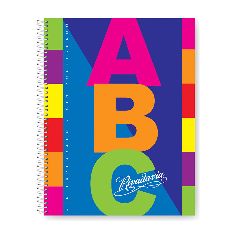 Cuaderno Rivadavia ABC espiralado tapa cartón, 21x27cm. 100 hojas rayadas