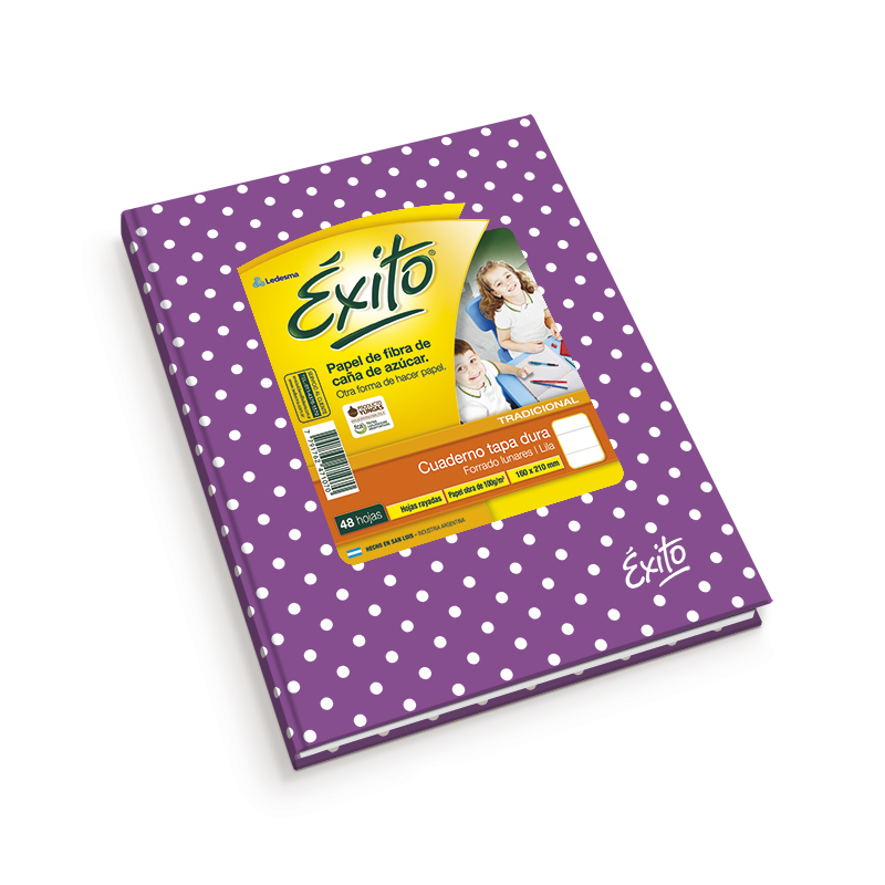 Cuaderno Éxito E1 Lunares lila, 16x21cm. 48 hojas rayadas