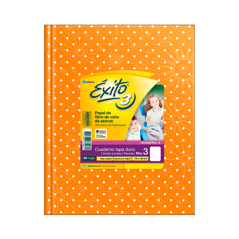 Cuaderno Éxito E3 Lunares naranja, 19x24cm. 48 hojas rayadas