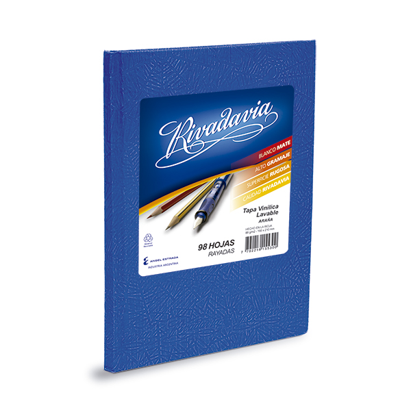 Cuaderno Rivadavia Araña azul, 16x21cm. 98 hojas rayadas