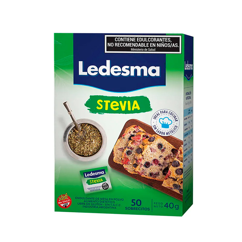 Edulcorante Ledesma Stevia, caja de 50 sobres