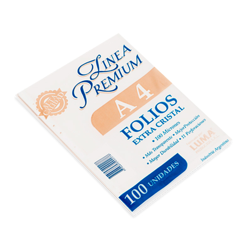 Folios A4 PPP Luma 100 micrones pack x 100 