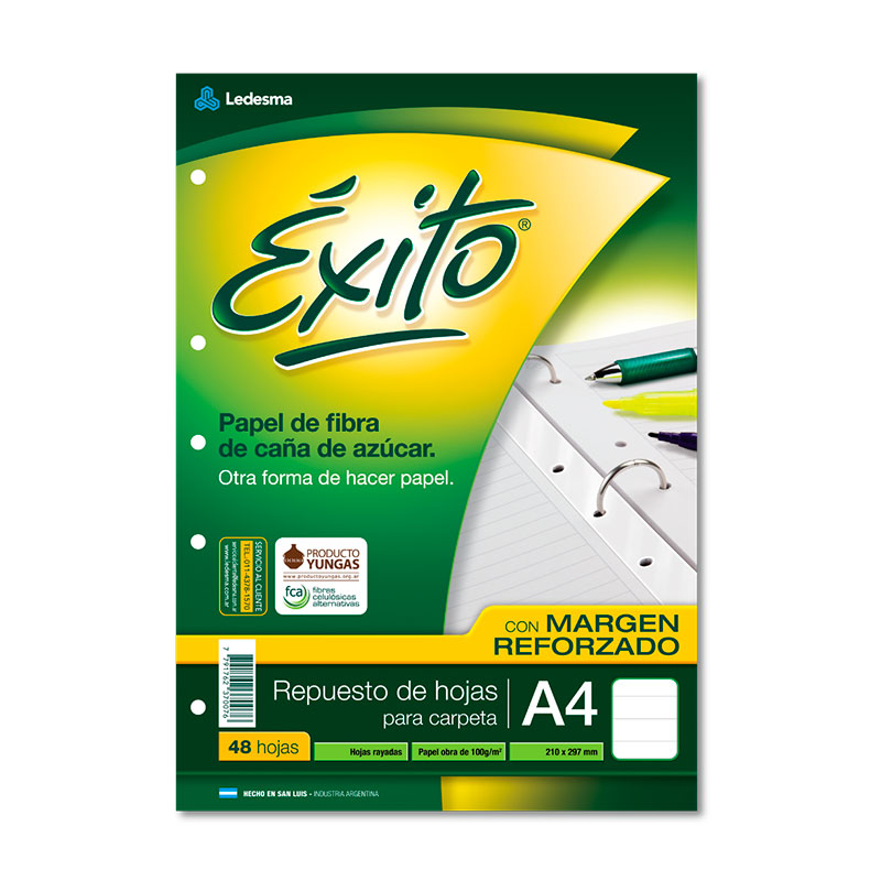 Repuesto Éxito Reforzado A4, 48 hojas rayadas