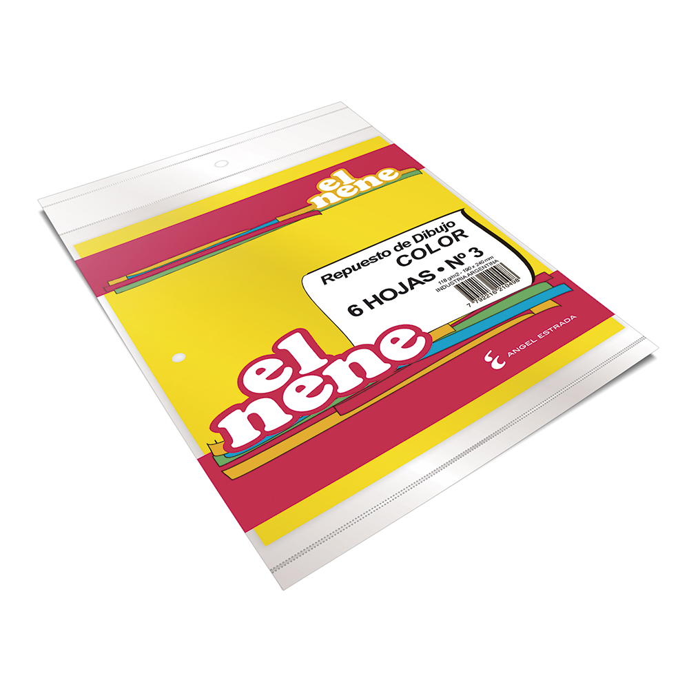 Repuesto de Dibujo El Nene N°3 color, 6 hojas