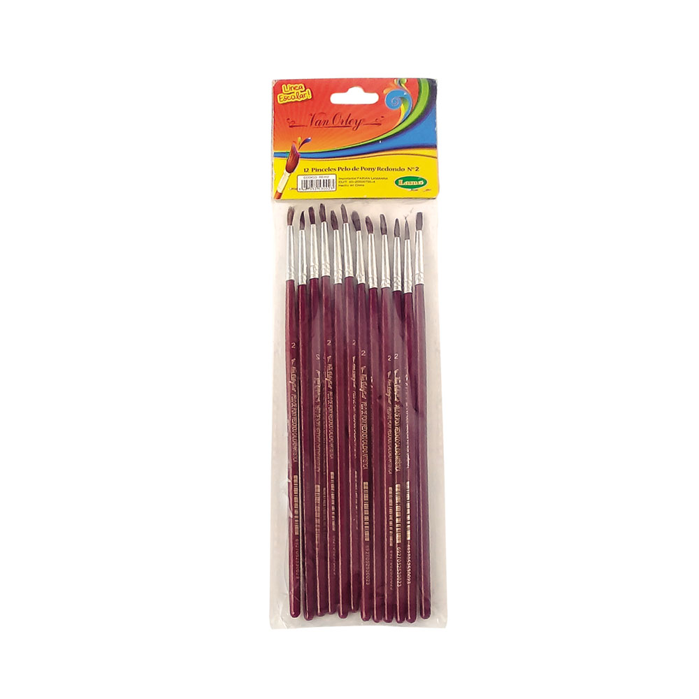Pincel redondo Van Orley N°  2, pack de 12 unidades