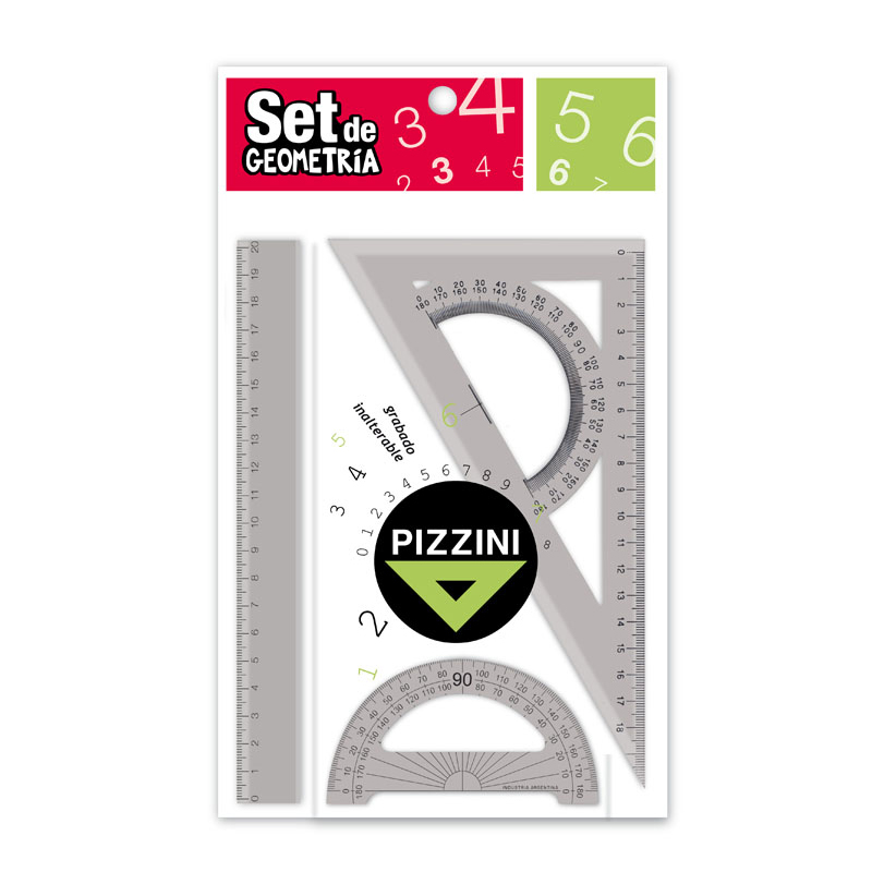 Set de Geometría de 3 piezas Pizzini 4203