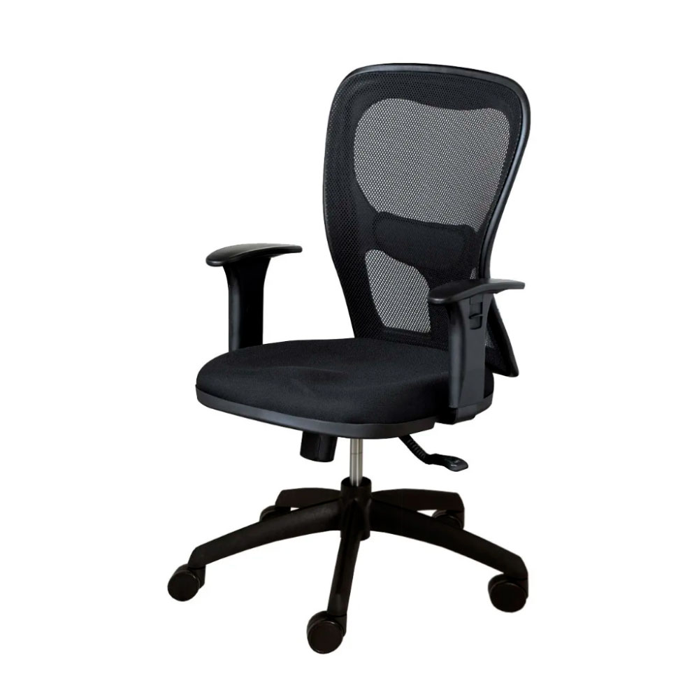 Silla Neumática con brazos India BR670, negra