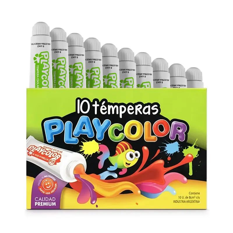 Témpera Playcolor  Verde claro, 8cc. caja de 10 unidades