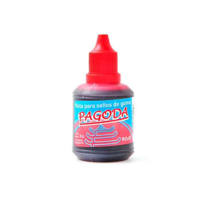 Tinta para sellos de goma Pagoda roja, 30cc.