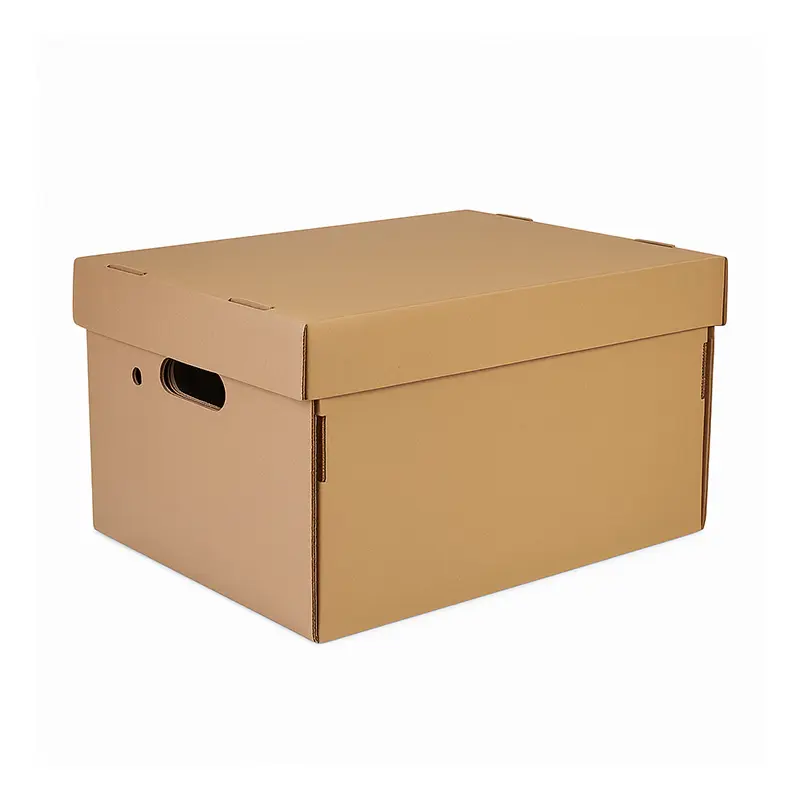 Caja Multiuso Kraft semi armada con tapa Tandil, 42 x 32 x 25cm.