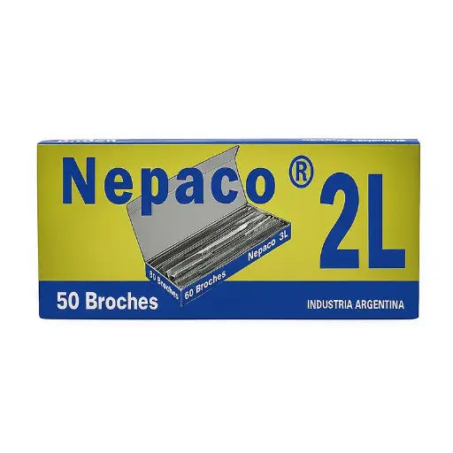[NEPACO2LX50] Broches para carpeta, largos Nepaco N°2 caja de 50 unidades