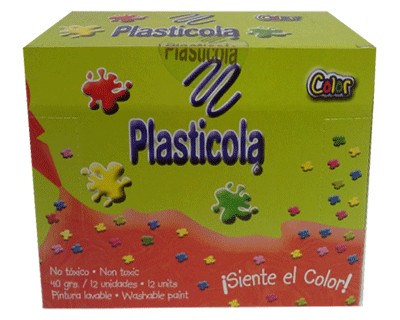 [PLASTCOLX12] Adhesivo color Plasticola,  colores surtidos 40g. pack de 12 
