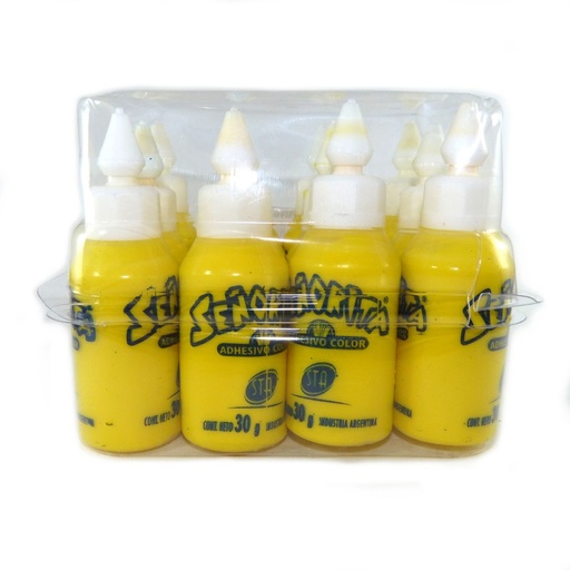 [STAADAMARX12] Adhesivo color Señorita amarillo, 30g. pack de 12 unidades