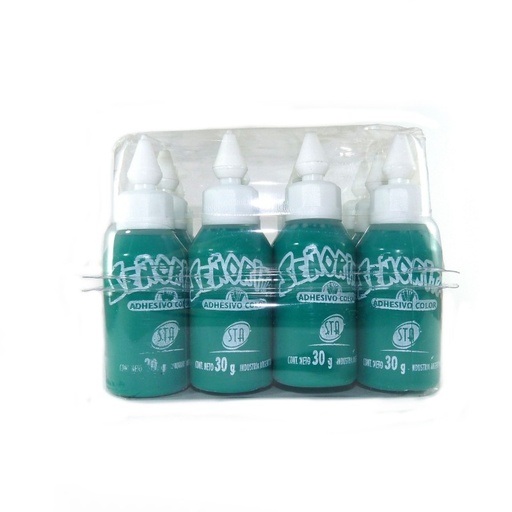 [STAADVERDX12] Adhesivo color Señorita verde, 30g. pack de 12 unidades