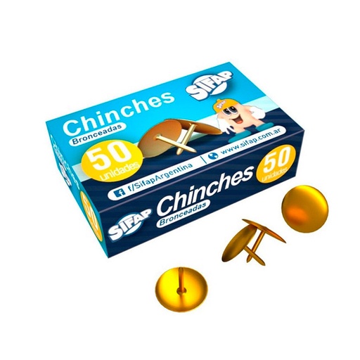 [SIFAPCHINX50] Chinches de 1 punta Sifap, caja de 50 unidades