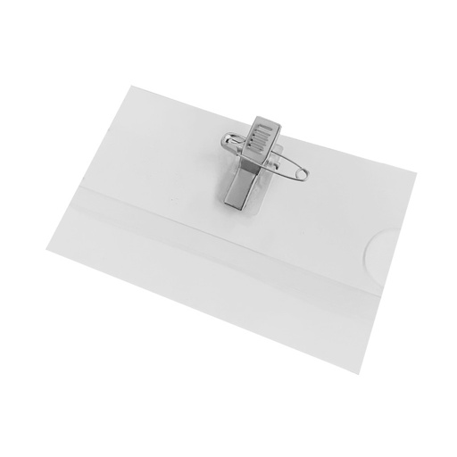 [EZCOPORTACRE] Porta credencial con broche Ezco, 5.5 x 9cm. caja de 50 unidades