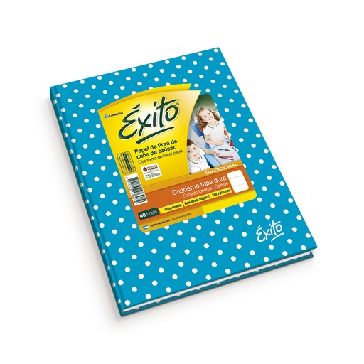 [EXITO1LUNCEL] Cuaderno Éxito E1 Lunares celeste, 16x21cm. 48 hojas rayadas