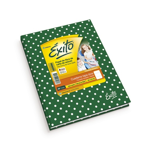 [EXITO1LUNVER] Cuaderno Éxito E1 Lunares verde, 16x21cm. 48 hojas rayadas