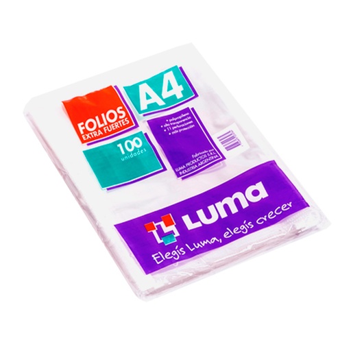 [LUMAEXFA470M] Folios A4 PPP Luma Extra Fuerte 70 micrones pack x 100 