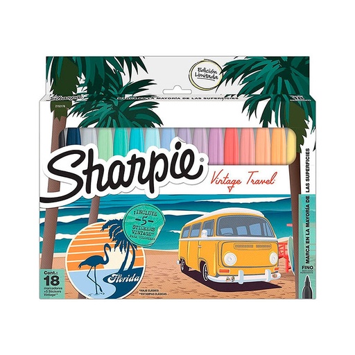 [SHARPIEVINTAG18] Marcadores permanentes Sharpie Colores Vintage Travel, 18 colores