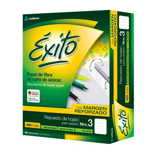 [EXITOREF480C] Repuesto Éxito Reforzado, 480 hojas cuadriculadas
