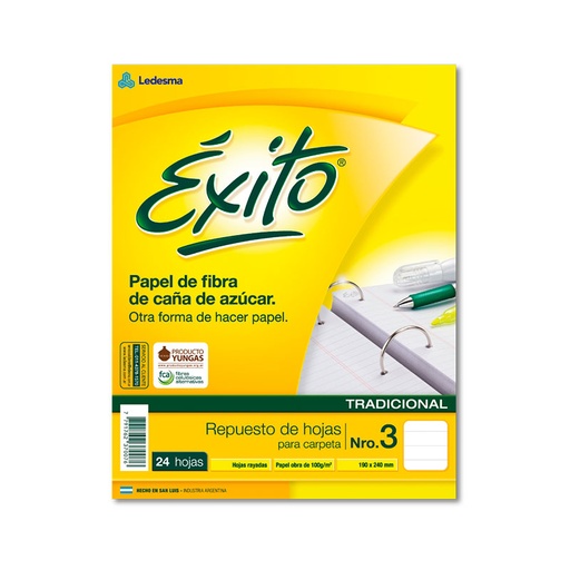 [EXITOREP24R] Repuesto Éxito, 24 hojas rayadas