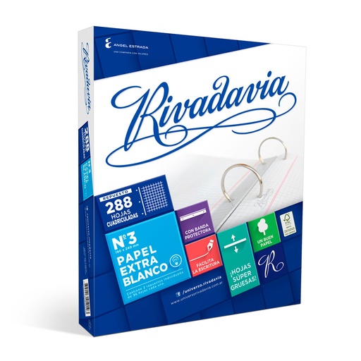 [RIV288CUAD] Repuesto Rivadavia Banda, 288 hojas cuadriculadas