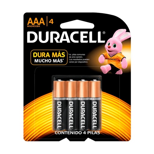 [DURACELLAAA4] Pilas AAA (chica) Duracell, blister de 4 unidades