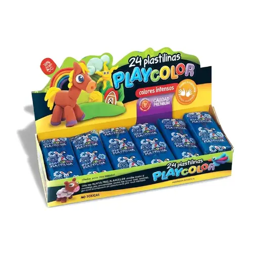 [PLAYPLA24AZU] Plastilina Playcolor azul, caja de 24 barras