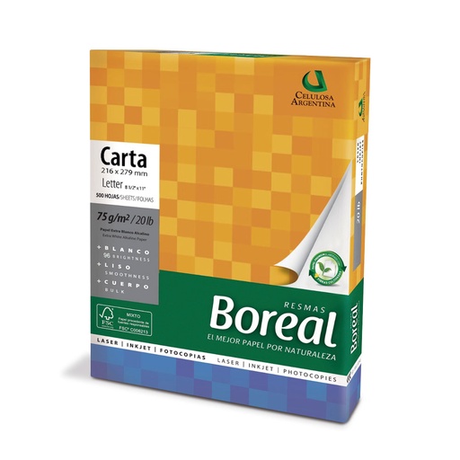 [BOREALCAR75] Resma Boreal Carta, 75g.