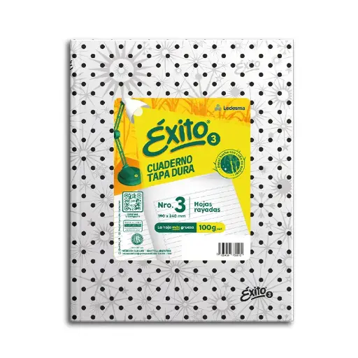 [EXITO3LUNBYN] Cuaderno Éxito E3 Lunares blanco/negro, 19x24cm. 48 hojas rayadas