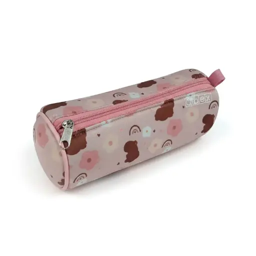 [CANOTUBBOCAP] Cartuchera de tela  neopren de 1 cierre Capibara tipo tubo fondo Rosa