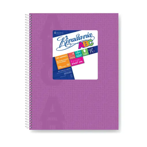 [ABC2127LI60R] Cuaderno Rivadavia ABC espiralado Araña Lila, 21x27cm. 60 hojas rayadas 